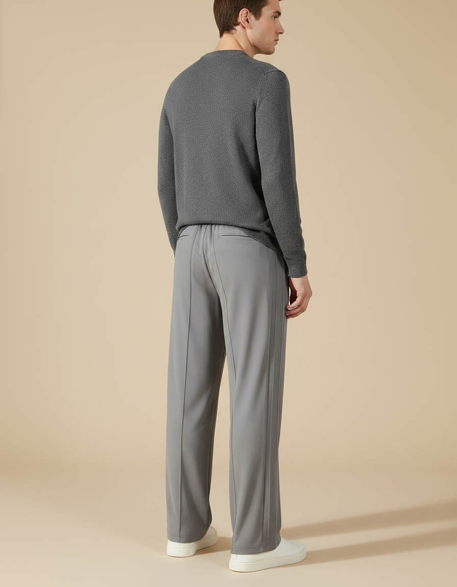 Pantalon Chinois Gris Droit Fluide Décontracté Homme - Polyester - vue 2