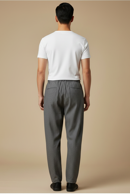 Pantalon Chinois Gris Ample Coton Homme Vintage - vue 2
