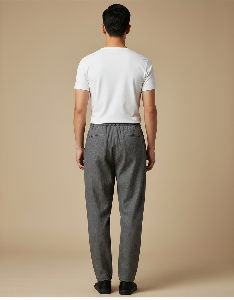 Pantalon Chinois Gris Ample Coton Homme Vintage - vue 2