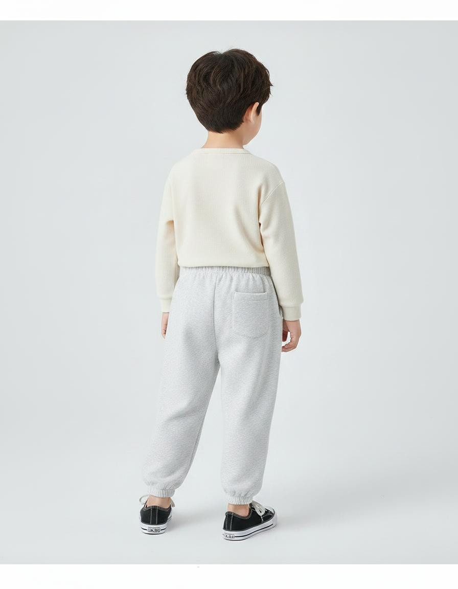 Pantalon Chinois Gris Décontracté Coton Élastique Enfant - Molleton - vue 2