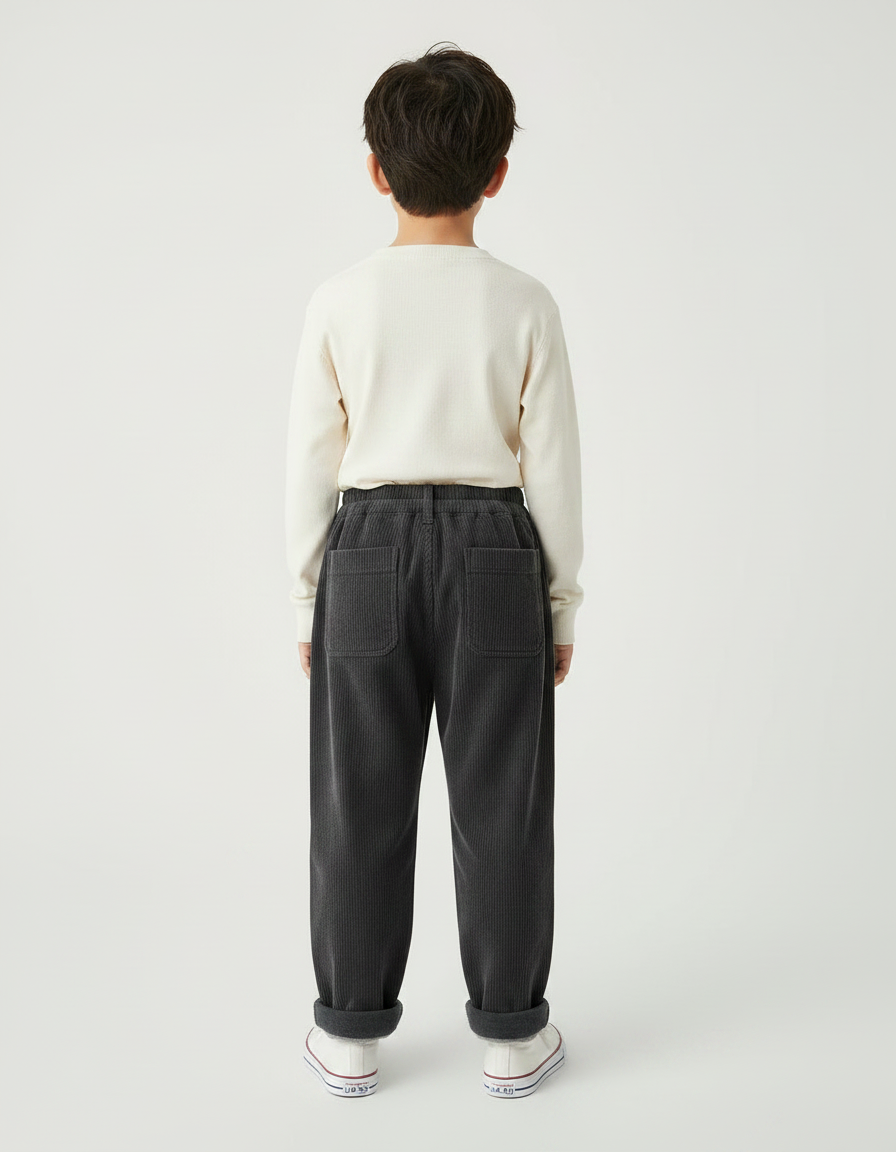 Pantalon Chinois Garçon Noir Ample Velours - Gris Cordé - vue 2