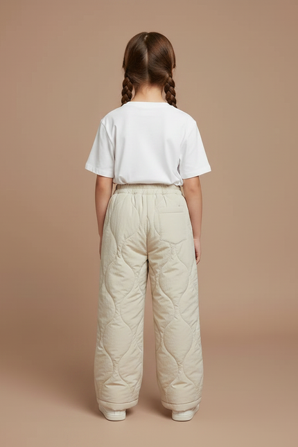 Pantalon Chinois Beige Matelassé Ample Enfants Hiver - Polyester - vue 2
