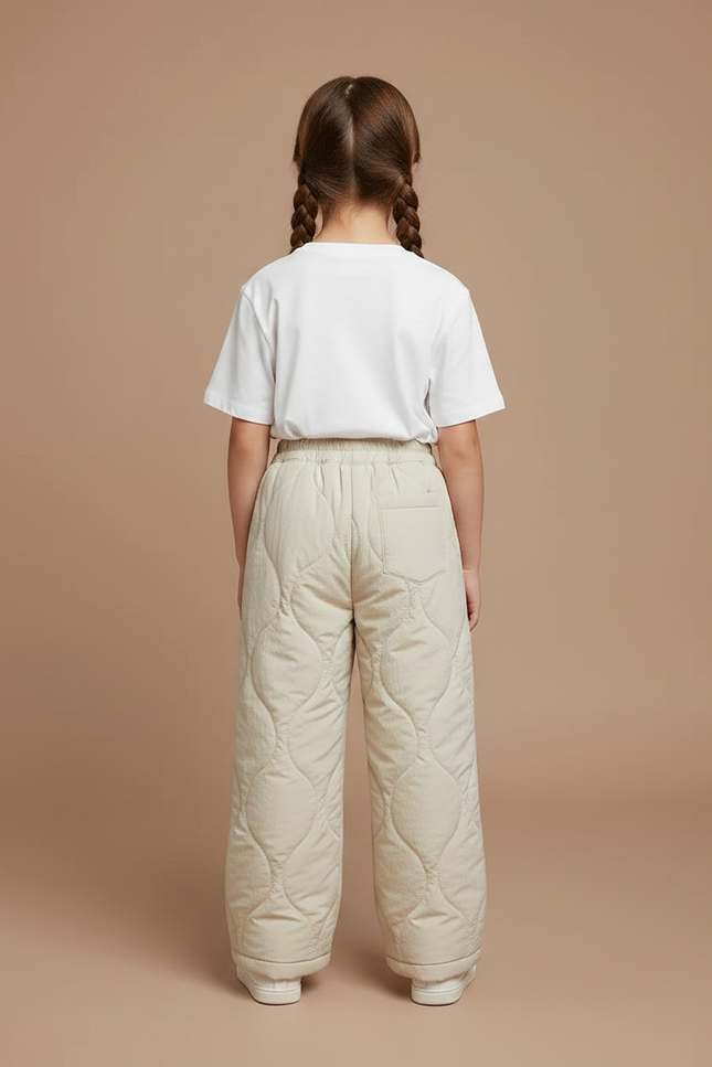 Pantalon Chinois Beige Matelassé Ample Enfants Hiver - Polyester - vue 2