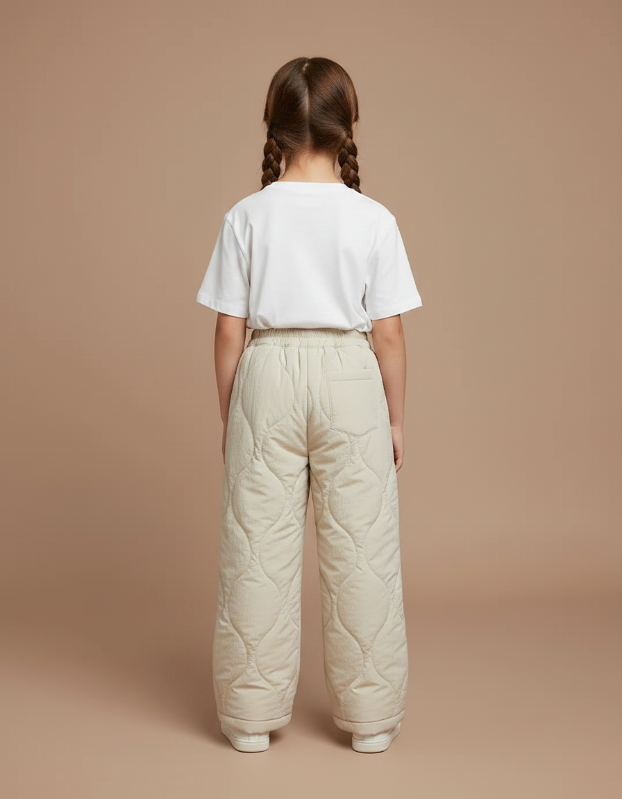 Pantalon Chinois Beige Matelassé Ample Enfants Hiver - Polyester - vue 2