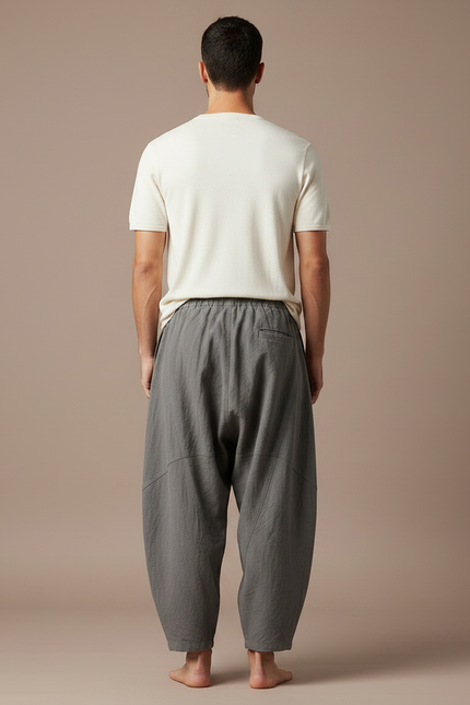 Pantalon Chinois Homme Sarouel Lin - Gris - vue 2