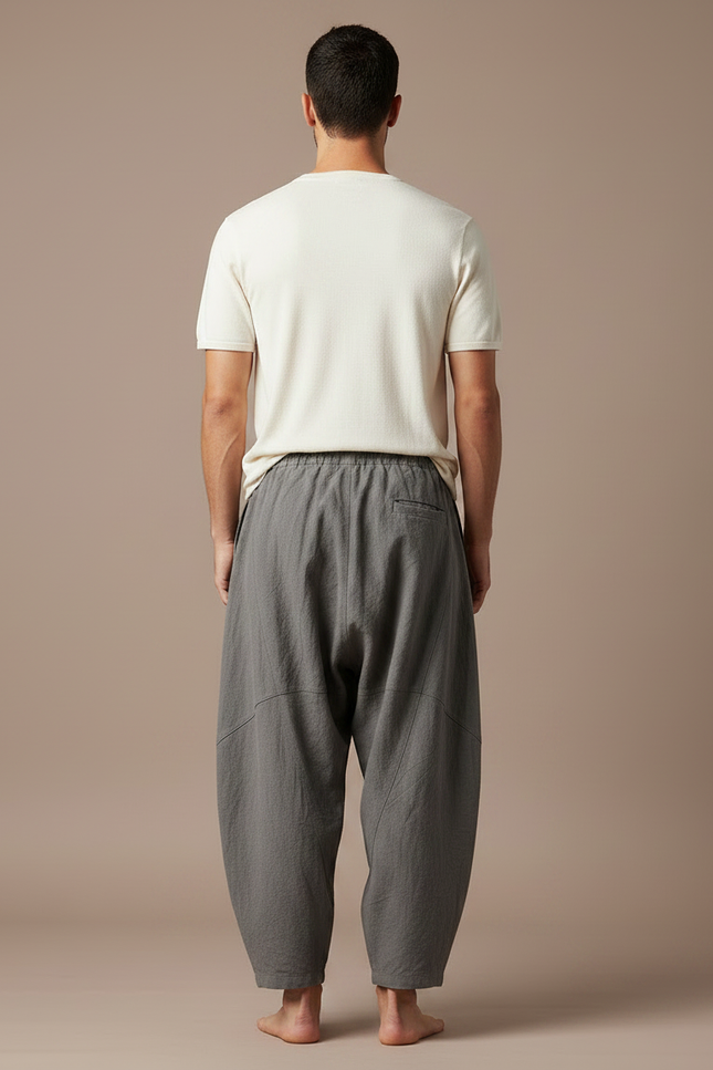 Pantalon Chinois Homme Sarouel Lin - Gris - vue 2