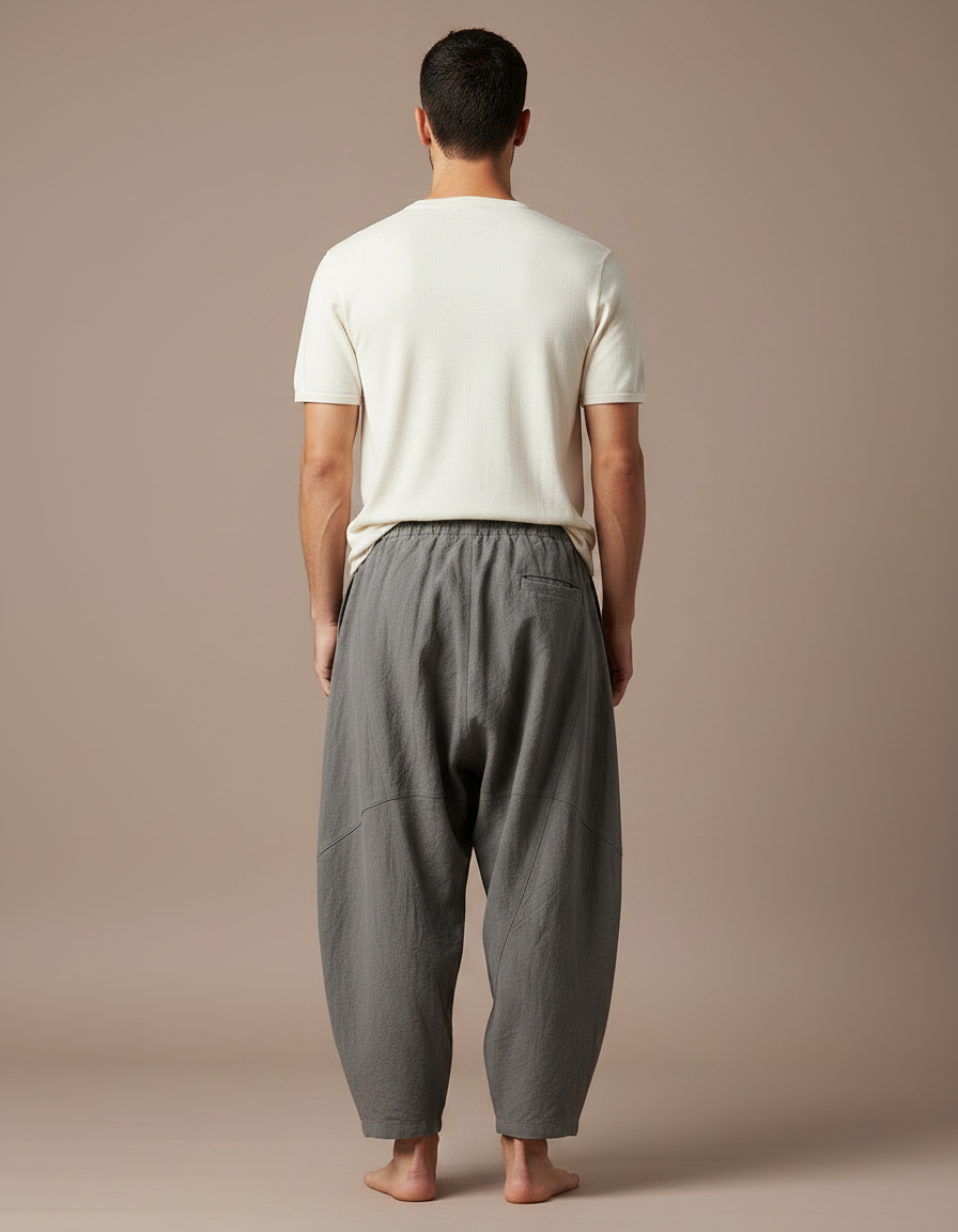 Pantalon Chinois Homme Sarouel Lin - Gris - vue 2