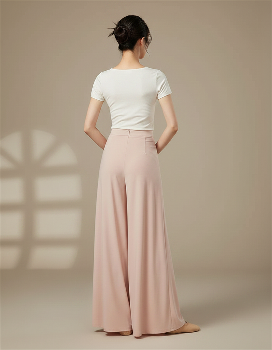 Pantalon Chinois Rose Fluide Ample Élégant Femme - Viscose - vue 2