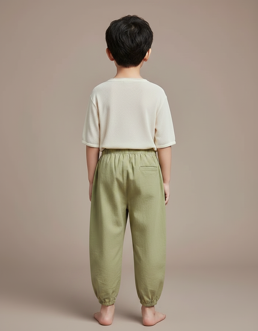 Pantalon Chinois Garçon Sarouel Coton - Vert - vue 2