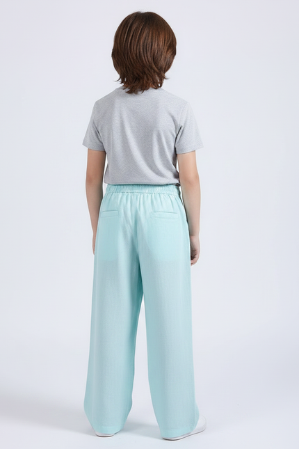 Pantalon Chinois Bleu Ciel Ample Lin Enfant Décontracté - vue 2