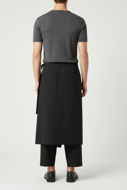 Pantalon Chinois Noir Droit Cropped Streetwear Décontracté - Polyester - vue 2