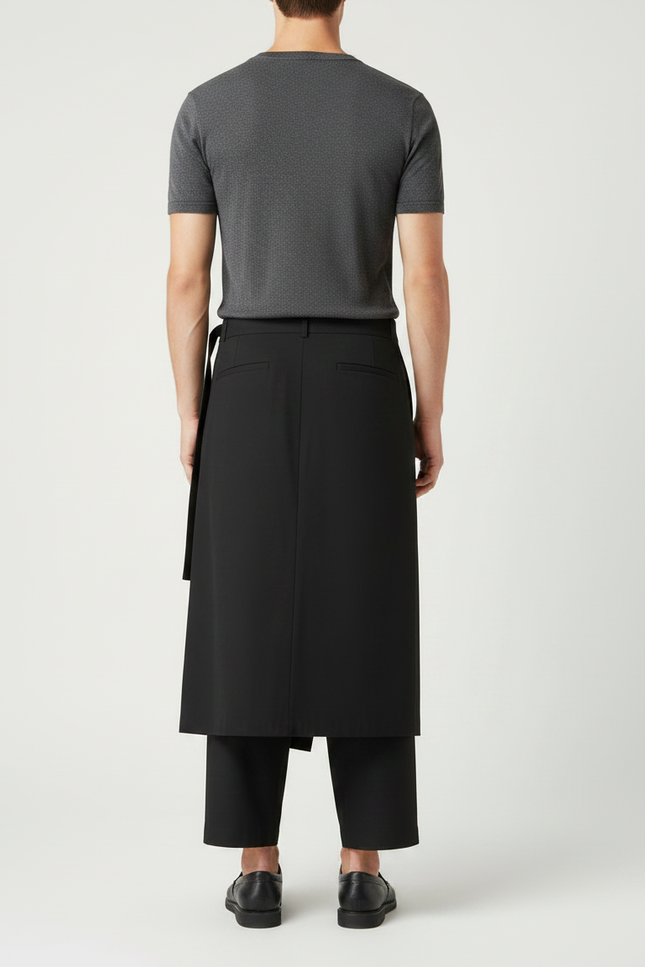 Pantalon Chinois Noir Droit Cropped Streetwear Décontracté - Polyester - vue 2