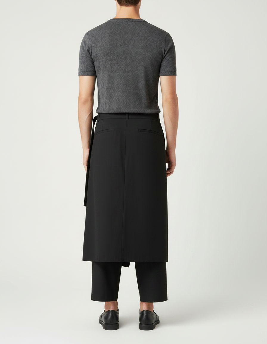 Pantalon Chinois Noir Droit Cropped Streetwear Décontracté - Polyester - vue 2