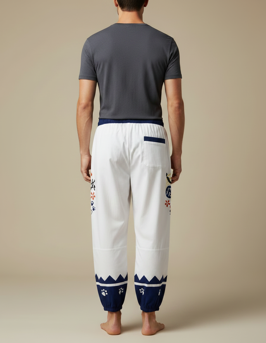 Pantalon Chinois Blanc Harem Shiba Inu Mignon Décontracté - Coton - vue 2