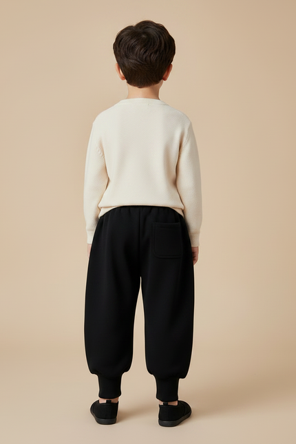 Pantalon Chinois Noir Ample Velours Enfant Tassel - vue 2