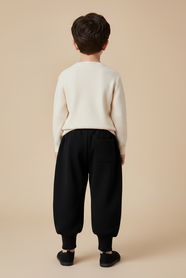 Pantalon Chinois Noir Ample Velours Enfant Tassel - vue 2