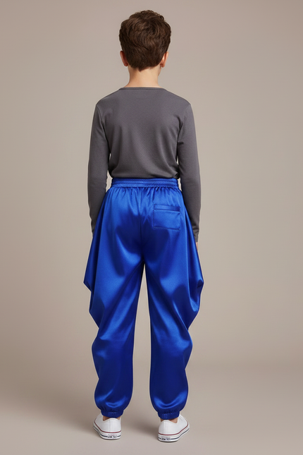 Pantalon Chinois Bleu Satiné Ample Harem Garçon - vue 2