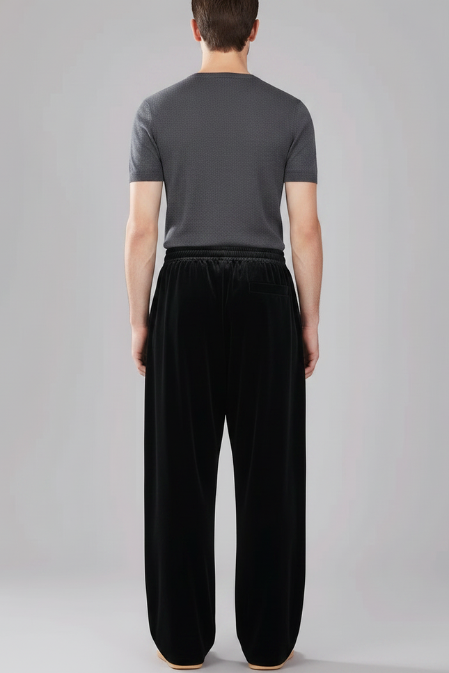 Pantalon Chinois Velours Noir Ample Décontracté Homme - vue 2