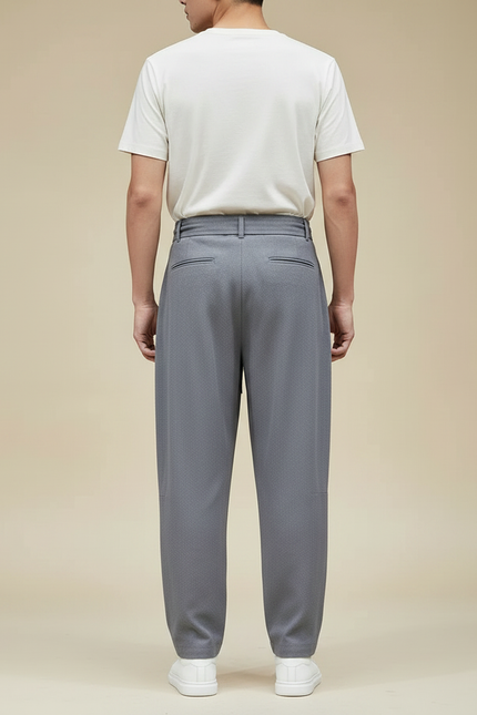Pantalon Chinois Gris Ceinturé Ample Décontracté Homme - Polyester - vue 2