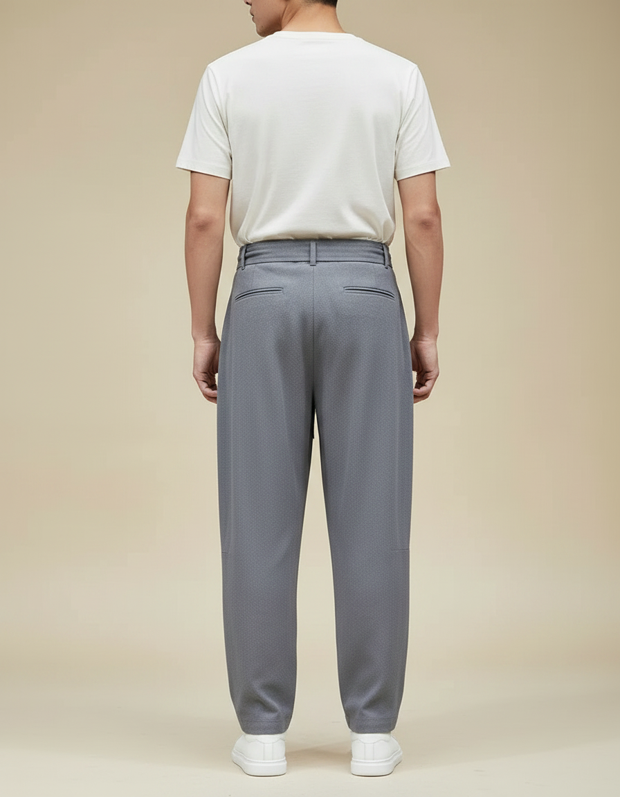 Pantalon Chinois Gris Ceinturé Ample Décontracté Homme - Polyester - vue 2