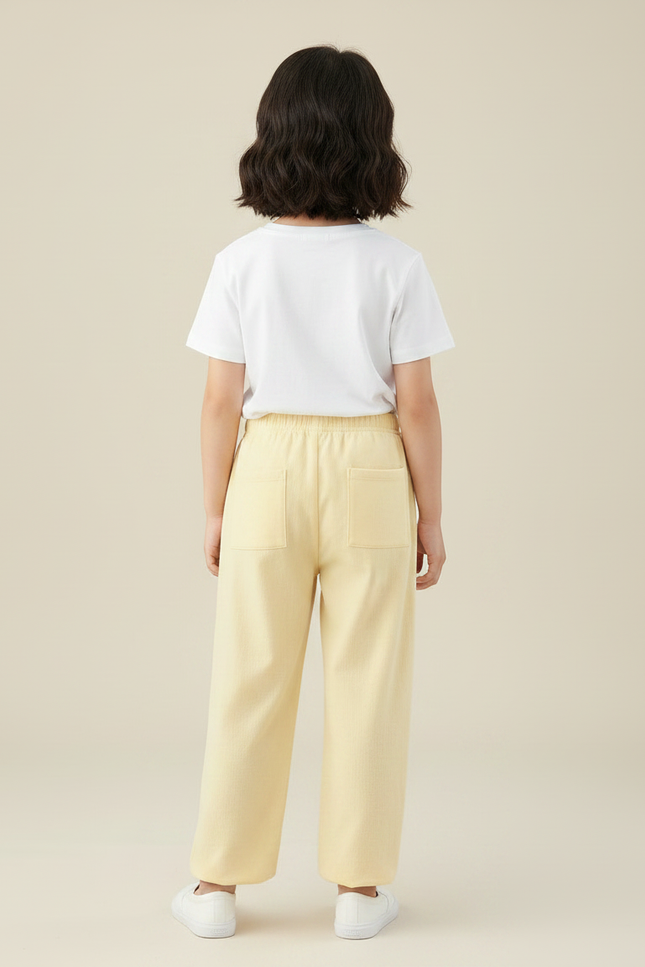 Pantalon Chinois Jaune Ample Coton Élastique Enfant - Molleton - vue 2