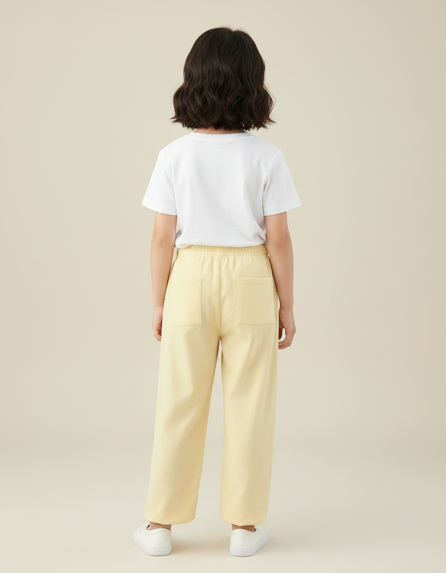 Pantalon Chinois Jaune Ample Coton Élastique Enfant - Molleton - vue 2