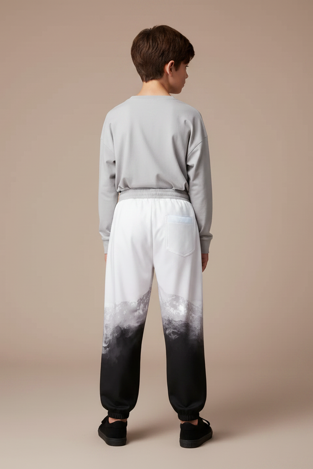 Pantalon Chinois Blanc Noir Dégradé Ample Garçon - Multicolore Polyester - vue 2