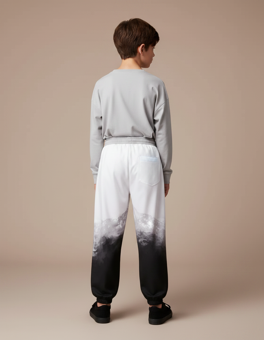Pantalon Chinois Blanc Noir Dégradé Ample Garçon - Multicolore Polyester - vue 2
