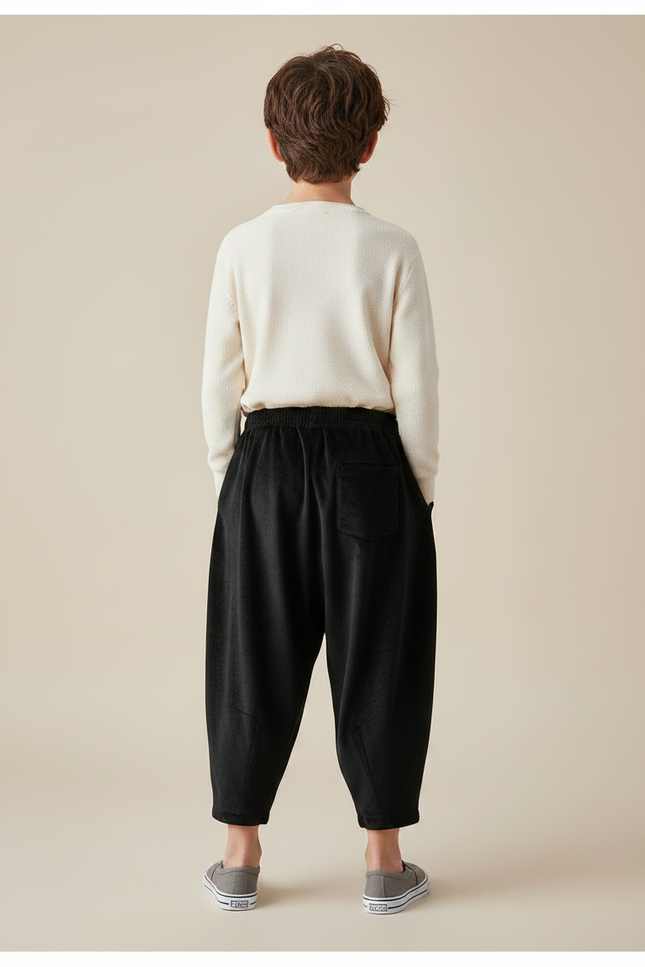 Pantalon Chinois Noir Ample Velours Enfant Confortable - vue 2