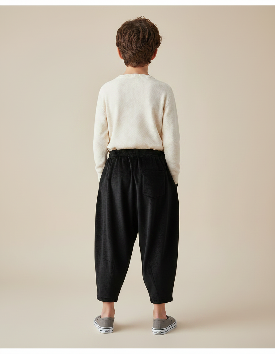 Pantalon Chinois Noir Ample Velours Enfant Confortable - vue 2