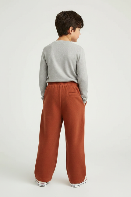 Pantalon Chinois Orange Ample Enfant Décontracté Uni - Molleton - vue 2