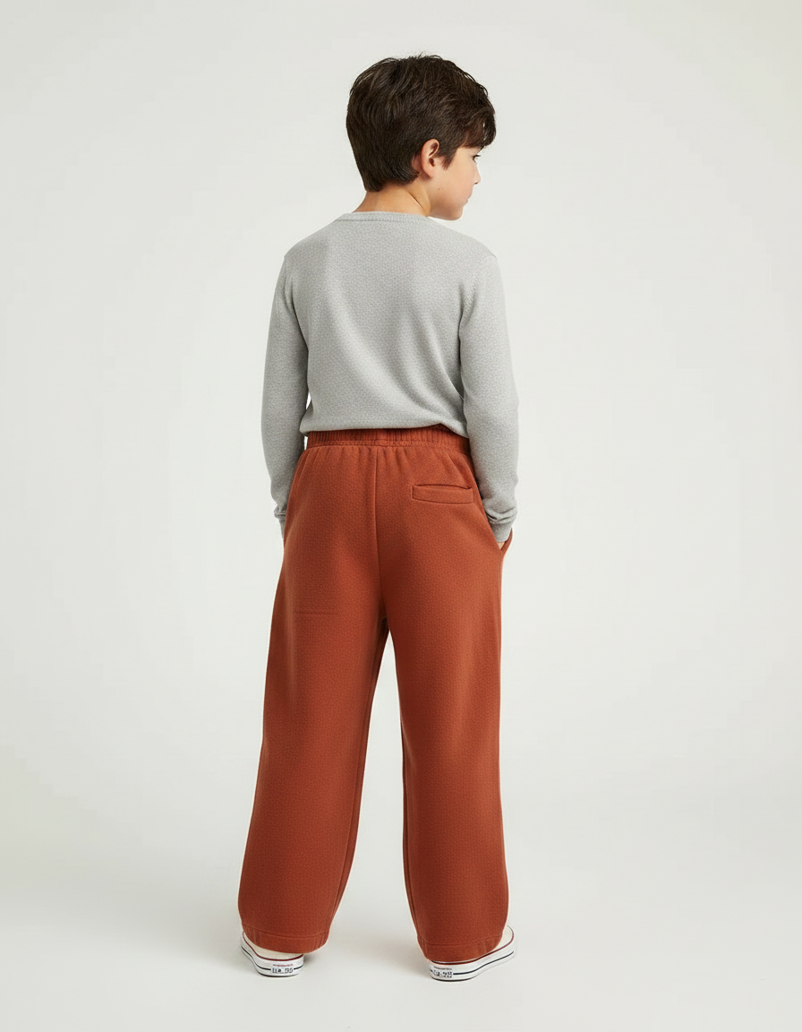 Pantalon Chinois Orange Ample Enfant Décontracté Uni - Molleton - vue 2