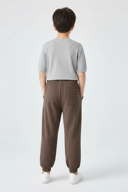 Pantalon Chinois Côtelé Marron Garçon Ample Décontracté - Cordé - vue 2