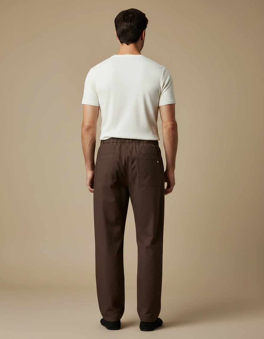 Pantalon Chinois Marron Coton Ample Décontracté Homme - vue 2