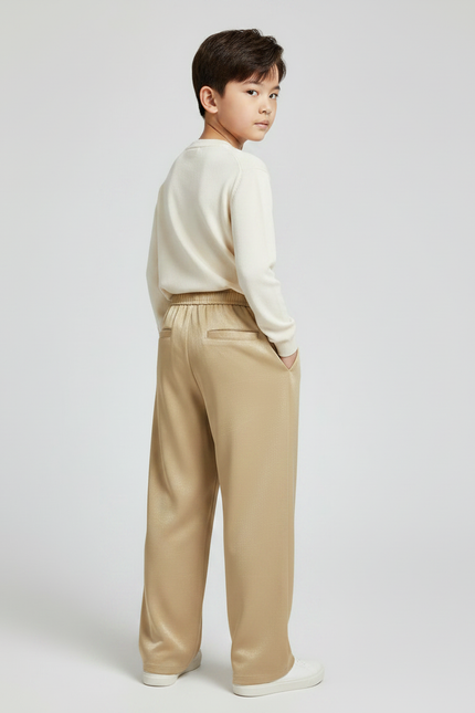 Pantalon Chinois Doré Satiné Ample Fluide Décontracté Enfant - vue 2