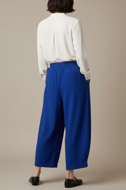 Pantalon Chinois Bleu Ample Confortable Élastique Femme - Polyester - vue 2