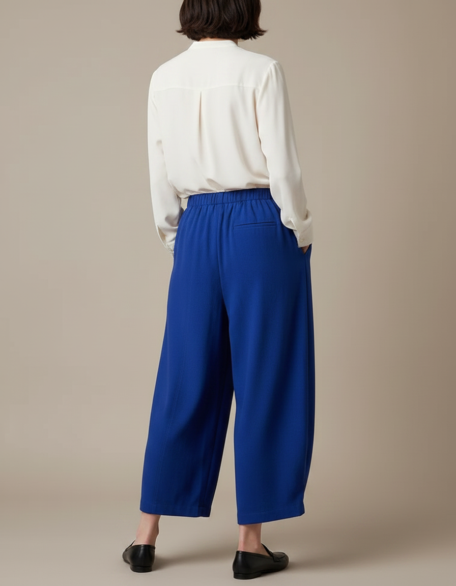 Pantalon Chinois Bleu Ample Confortable Élastique Femme - Polyester - vue 2