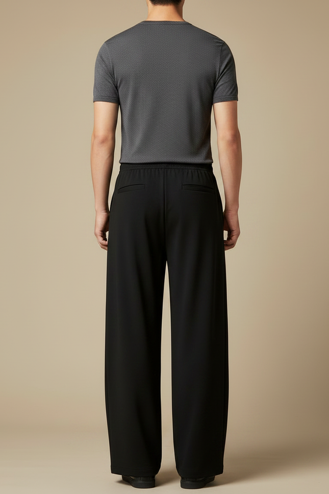 Pantalon Chinois Noir Ample Fluide Décontracté - Viscose - vue 2