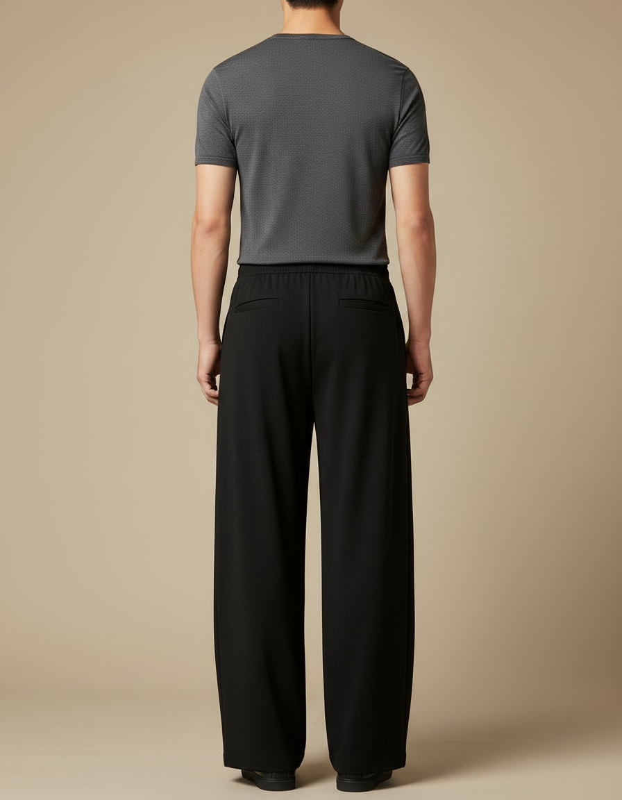 Pantalon Chinois Noir Ample Fluide Décontracté - Viscose - vue 2