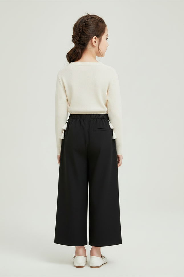 Pantalon Chinois Noir Ample Rouge Motif Traditionnel Fille - Polyester - vue 2