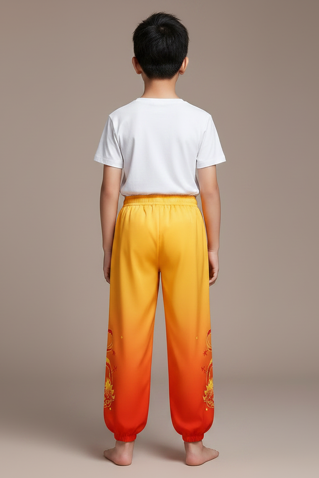 Pantalon Chinois Dégradé Orange Dragon Ample Enfant - Multicolore Polyester - vue 2