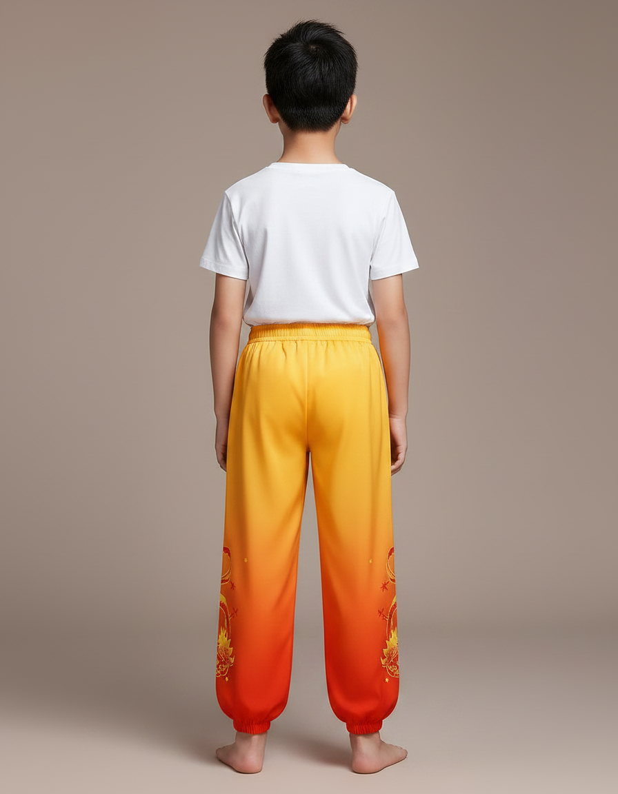 Pantalon Chinois Dégradé Orange Dragon Ample Enfant - Multicolore Polyester - vue 2
