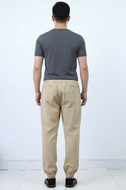 Pantalon Chinois Kaki Ample Coton Lin Sport Décontracté - vue 2