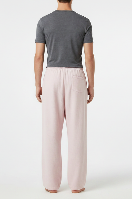 Pantalon Chinois Rose Ample Coton Décontracté Unisexe - Molleton - vue 2
