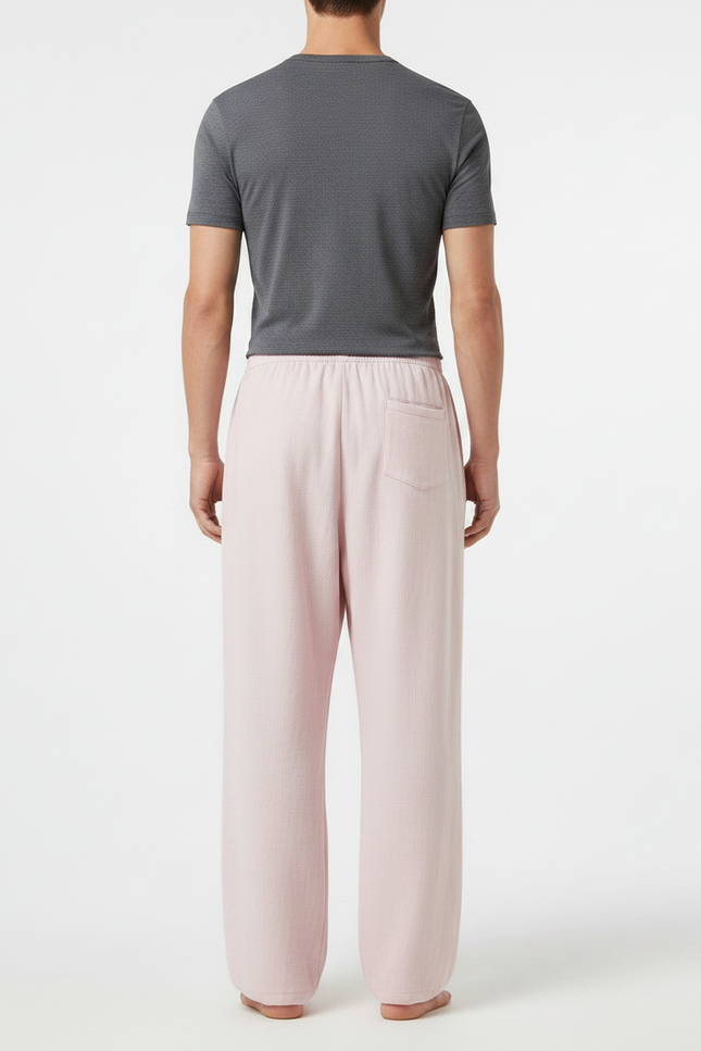 Pantalon Chinois Rose Ample Coton Décontracté Unisexe - Molleton - vue 2