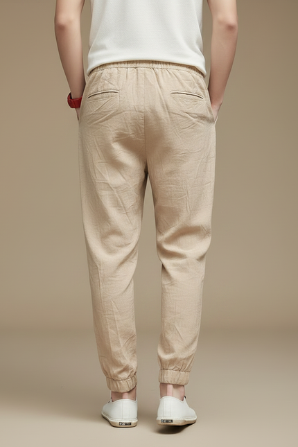Pantalon Chinois Beige Lin Coton Ample Léger - vue 2