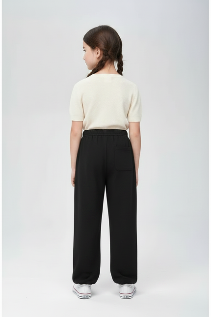 Pantalon Chinois Noir Ample Brodé Rouge Enfant - Molleton - vue 2