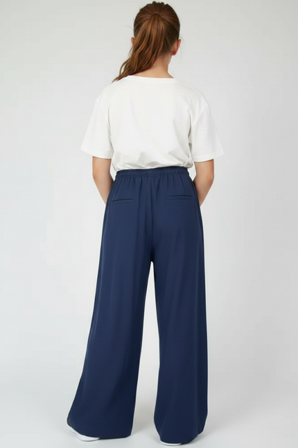 Pantalon Chinois Fille Bleu Marine Large - Viscose - vue 2