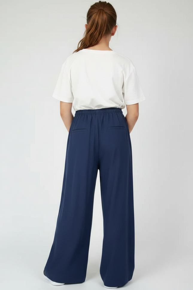 Pantalon Chinois Fille Bleu Marine Large - Viscose - vue 2