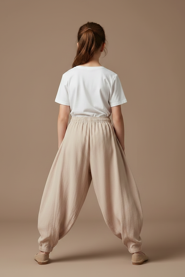Pantalon Chinois Beige Ample Coton Boutons Traditionnel - vue 2